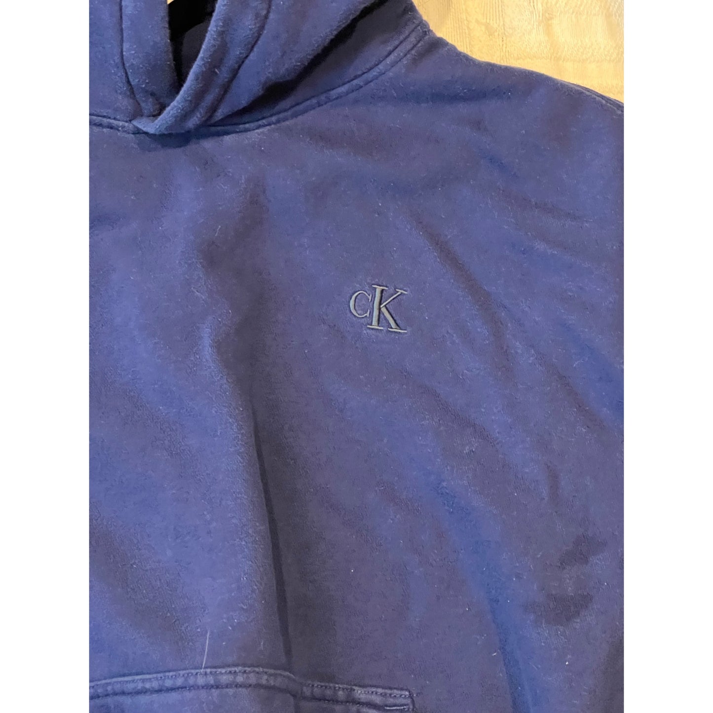 Calvin Klein Blue Pullover Relaxed Fit Logo Hoodie Mens L