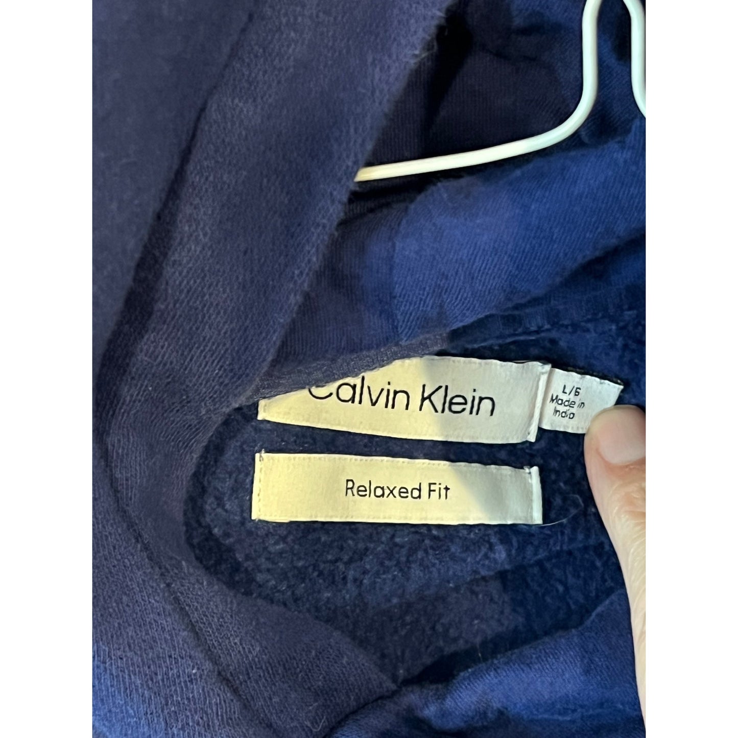 Calvin Klein Blue Pullover Relaxed Fit Logo Hoodie Mens L