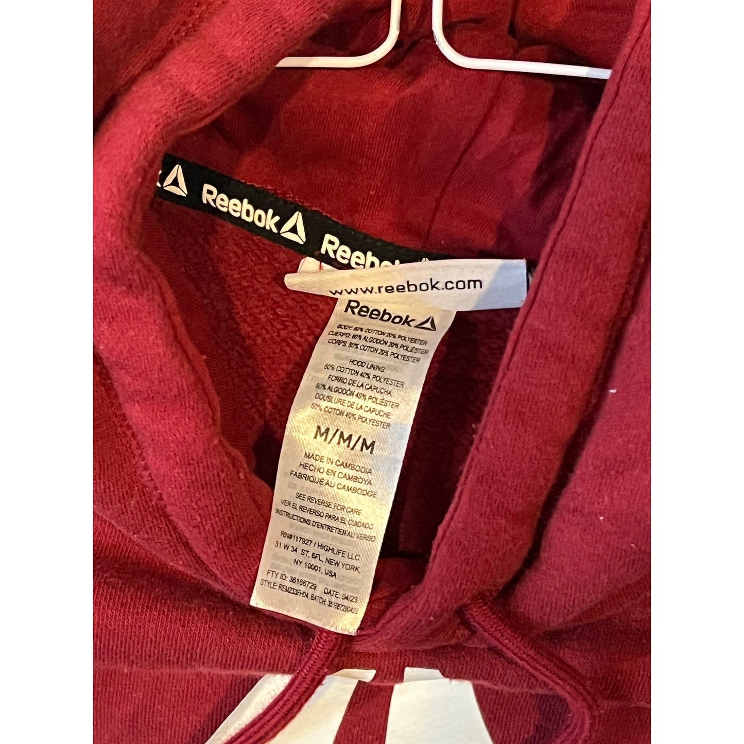 Reebok Red Hoodie Mens M