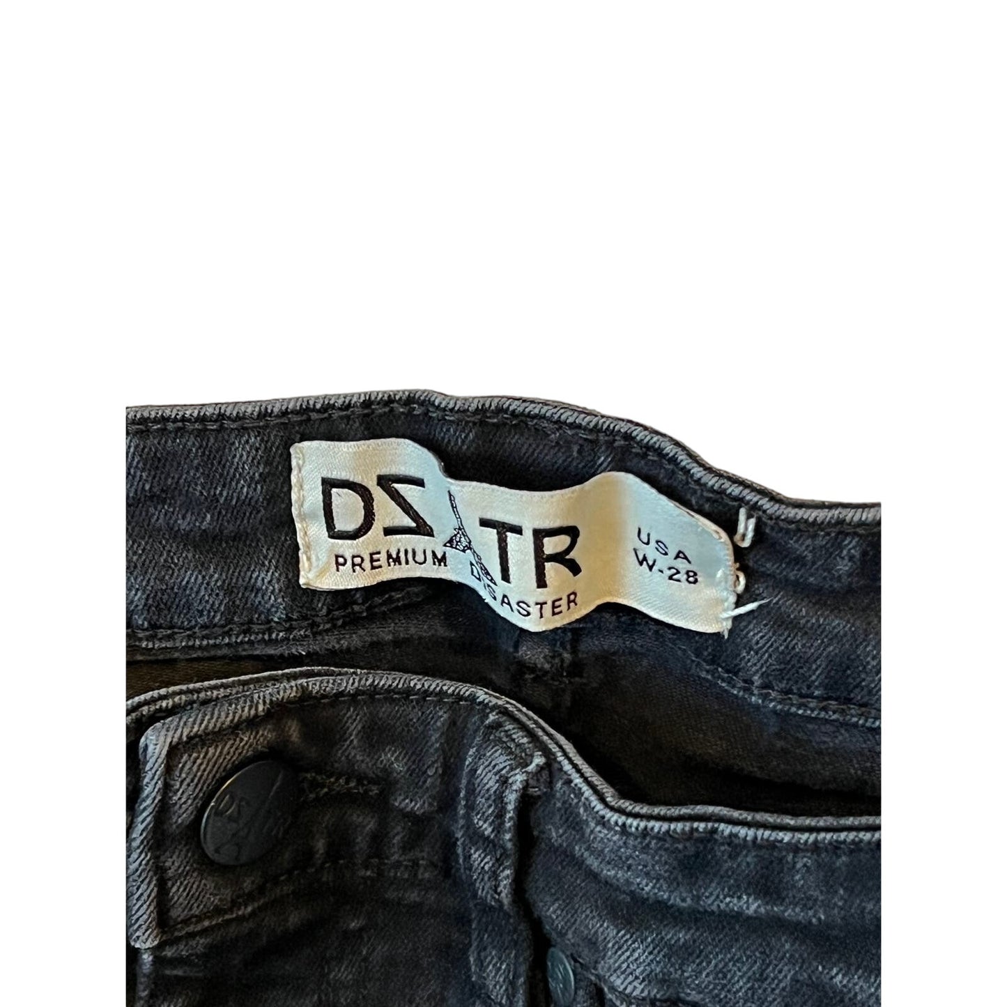 Premium Disaster Slim Fit Black Streetwear Jeans Mens 28x27